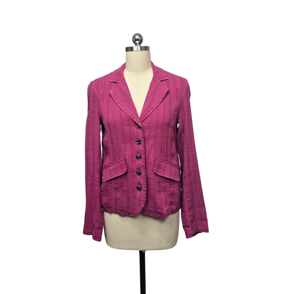 Sundance Pink Pinstripe Linen Blend Blazer Jacket Women's XS